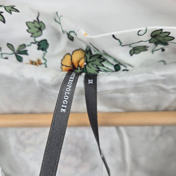 Anthropologie White Floral The Tommie Zip Front 100% Cotton Dress Size 3x Plus - Picture 4 of 11